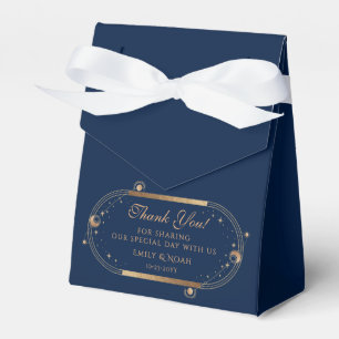 Celestial Blue Gold Sun Moon Stars Wedding Favour Box
