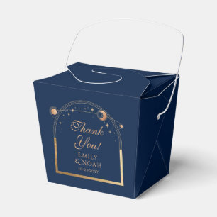 Celestial Blue Gold Sun Moon Stars Wedding Favour Box