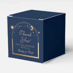 Celestial Blue Gold Sun Moon Stars Wedding Favour Box