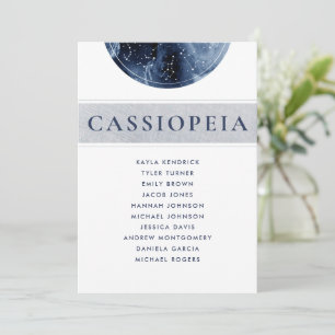 Celestial Blue Grey Seating Plan Cards Guest Names
