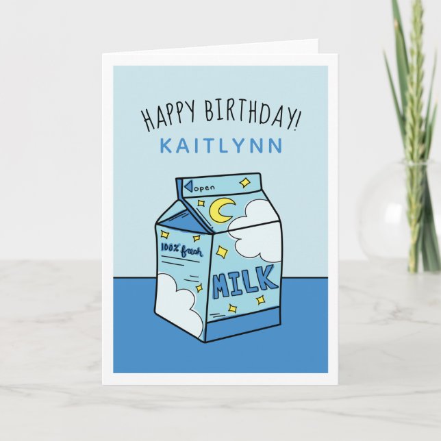 Celestial Blue Milk Happy Birthday  Card (Front)