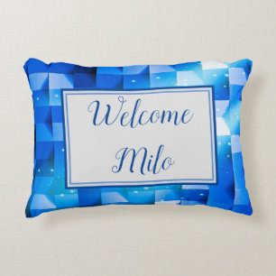 CELESTIAL BLUE PAPER WEAVE WELCOME BABY Customised Decorative Cushion