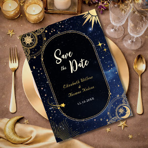 Celestial Blue Shooting Star Sun Moon Wedding Save The Date