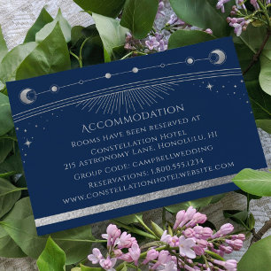 Celestial Blue Silver Wedding Accommodation Enclosure Card