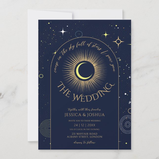 Celestial Blue Starry Night Wedding  Invitation (Front)