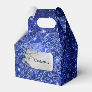 Celestial Blue Swirls & Stars Gable Favour Box