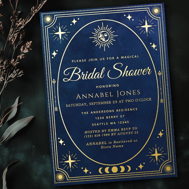 Celestial Blue Tarot Card Bridal Shower Invitation (Creator Uploaded)