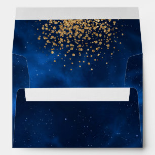 Celestial Blue Universe with gold Confetti Envelope