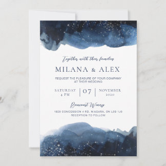 Celestial Blue Watercolor Invitation