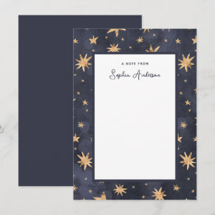 Celestial Blue with Faux Gold Stars Card