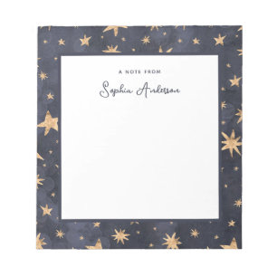 Celestial Blue with Faux Gold Stars Notepad