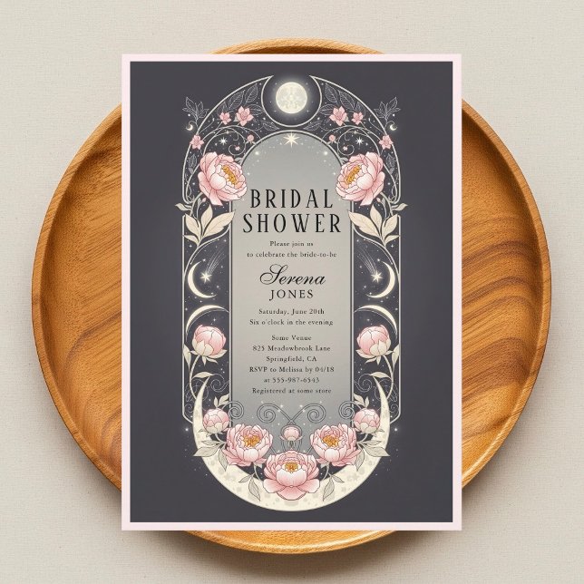 Celestial Blush Blossom Art Nouveau Bridal Shower Invitation (Creator Uploaded)