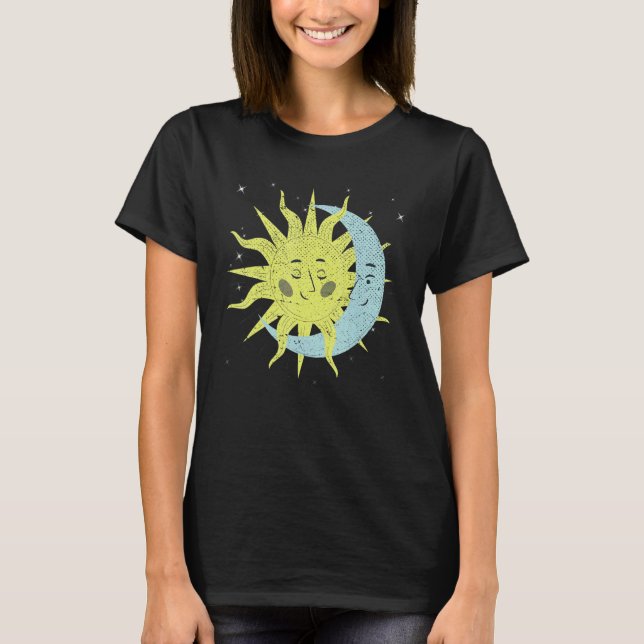 Celestial Bodies Galaxy Outer Space Sun Moon Astro T-Shirt (Front)