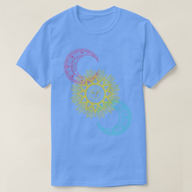 Celestial Bodies Galaxy Sun Moon Stars Outer Space T-Shirt (Design Front)