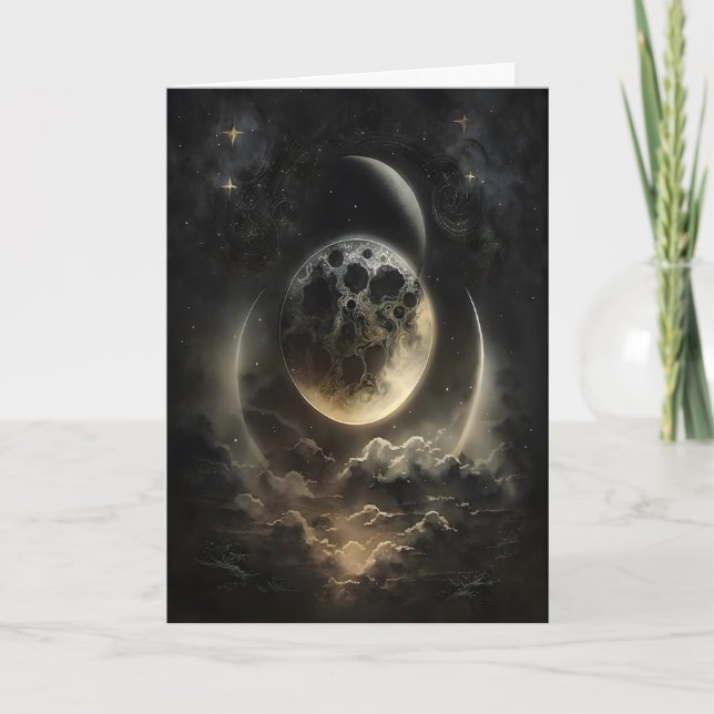 Celestial Bodies Moonlight Print, Dark Academia Card (Front)