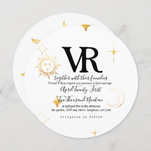 Celestial Boho Round Wedding Invitation