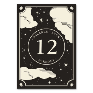 Celestial Boho Tarot Fortune Wedding Table Number