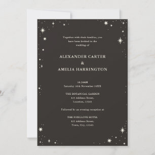 Celestial Boho Tarot Star Black Wedding invitation