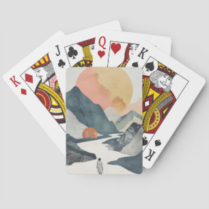Celestial Boho Woman Golden Coral Mountain Journey Playing Cards