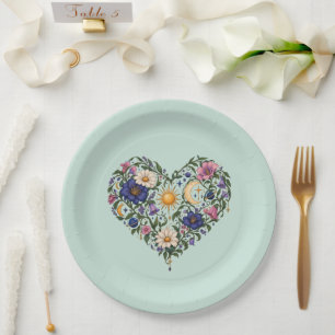 Celestial Botanical Heart Paper Plates