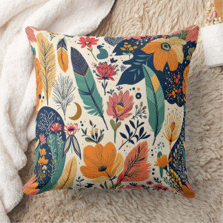 Celestial botanical midnight garden pattern cushion