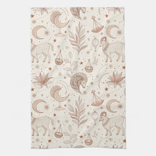 Celestial Botanical Pattern (1) Tea Towel