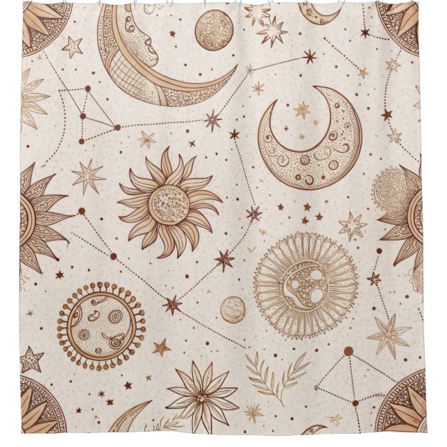 Celestial Botanical Pattern (2) Shower Curtain (Front)