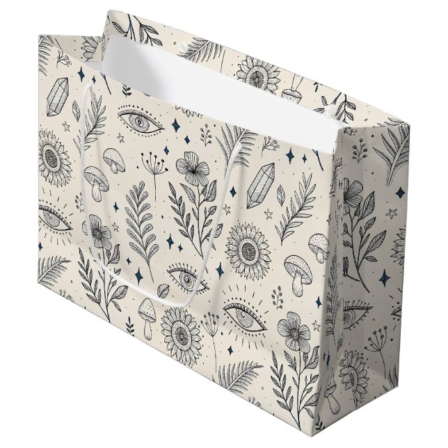 Celestial Botanical Pattern (4) Large Gift Bag (Front Angled)