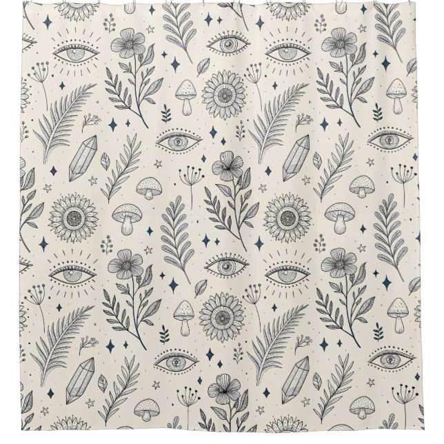 Celestial Botanical Pattern (4) Shower Curtain (Front)