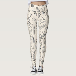 Celestial Botanical Pattern (5) Leggings