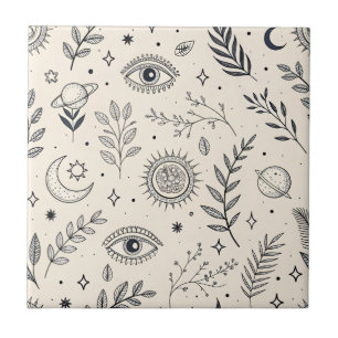 Celestial Botanical Pattern (5) Tile