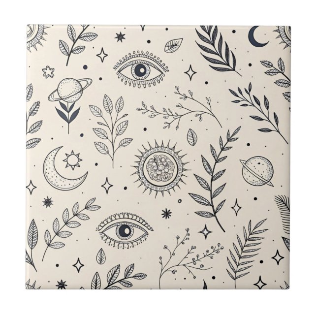 Celestial Botanical Pattern (5) Tile (Front)