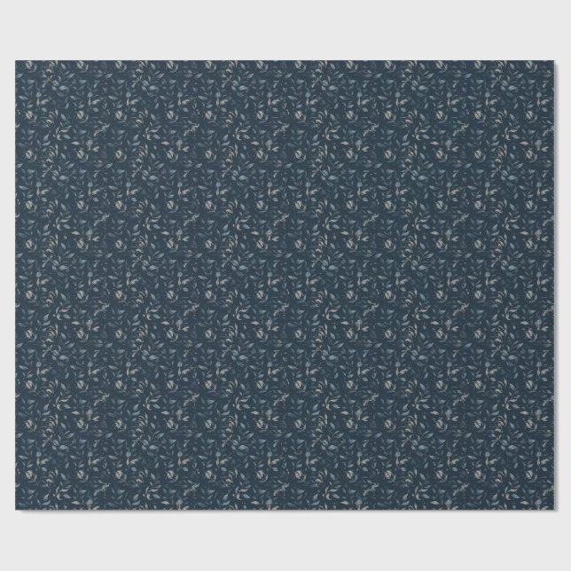 Celestial Botanical Seamless Pattern — Midnight In Wrapping Paper (Flat)