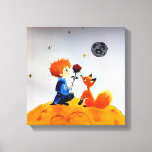 Celestial Boy, Fox and Rose Illustration Art Print