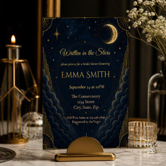 Celestial Bridal Shower Invitation | Elegant Navy