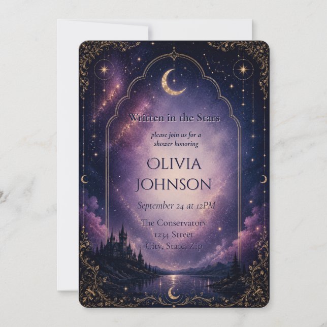 Celestial Bridal Shower Invitation | Moonlit (Front)