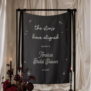 Celestial Bridal Shower Welcome Sign Fabric Tapestry