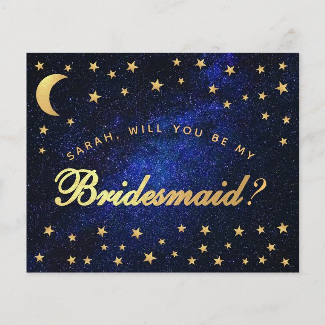 Celestial Budget Gold Stars Bridesmaid Proposal (Front)