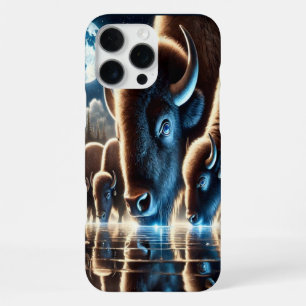 Celestial Buffaloes Drinking Beneath Starry Skies iPhone 16 Pro Max Case