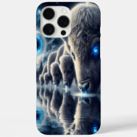 Celestial Buffaloes in Mystical Starry Landscape