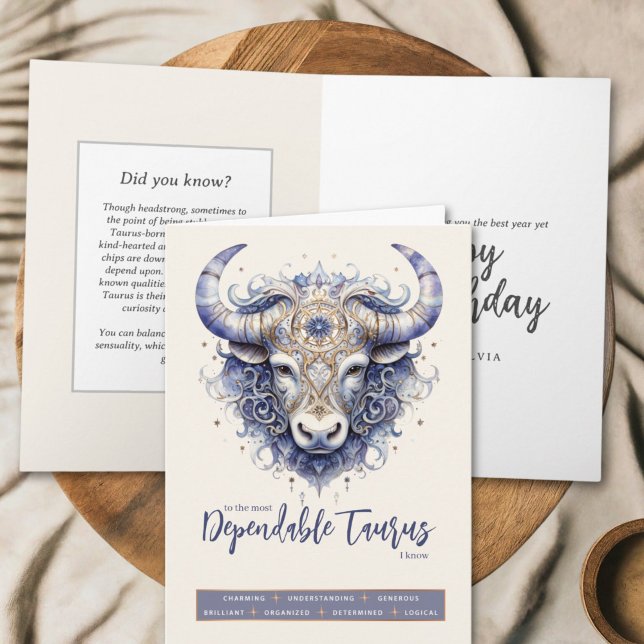 Celestial Bull Fantasy Zodiac Taurus Sign Birthday Card (Creator Uploaded)