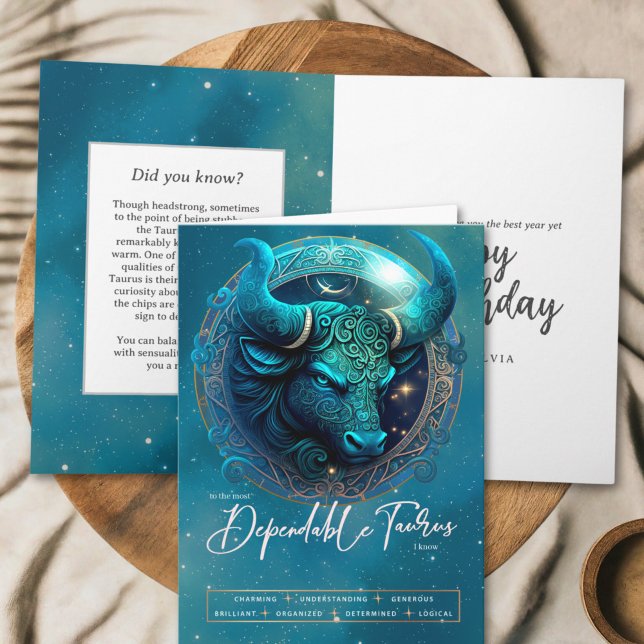 Celestial Bull Symbol Fantasy Taurus Sign Birthday Card (Creator Uploaded)