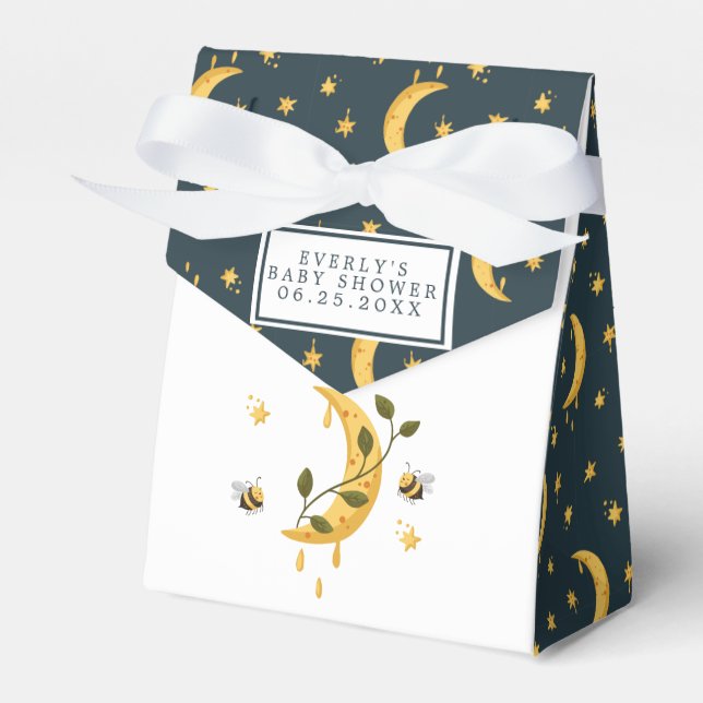 Celestial Bumblebee Moon Honey Baby Shower Favour Box (Front Side)