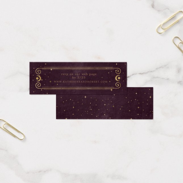 Celestial Burgundy Gold Moon Wedding Website Card (Office)