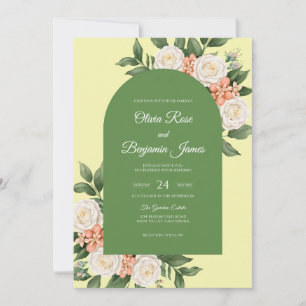 Celestial Butter Yellow Leaf Wedding Invitation