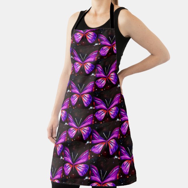Celestial butterfly black background  apron (Insitu)