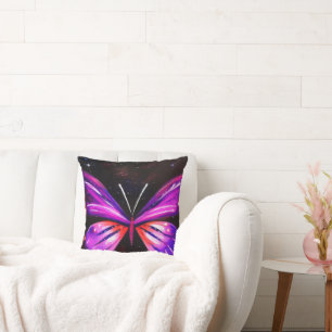 Celestial butterfly black  background  cushion