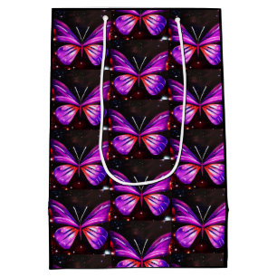 Celestial butterfly black background  medium gift bag