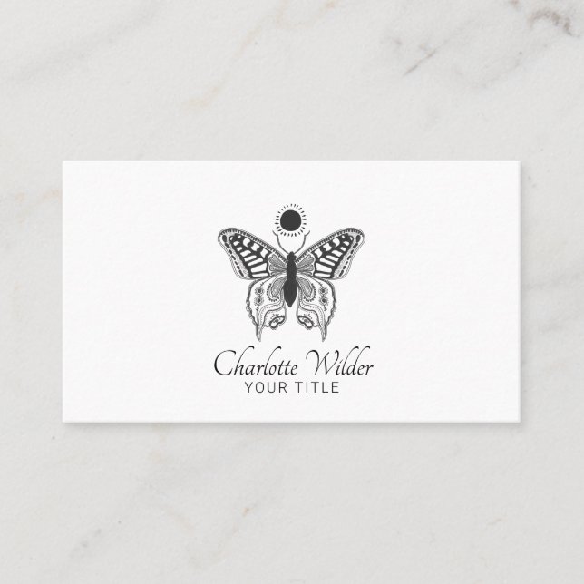 Celestial Butterfly Logo Business Card (Front)