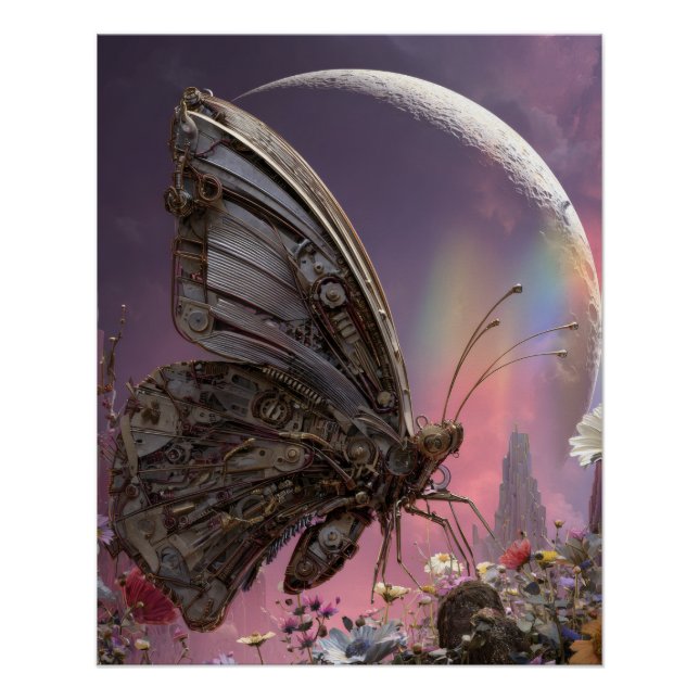 Celestial Butterfly Moonlight Fantasy Scene Poster (Front)